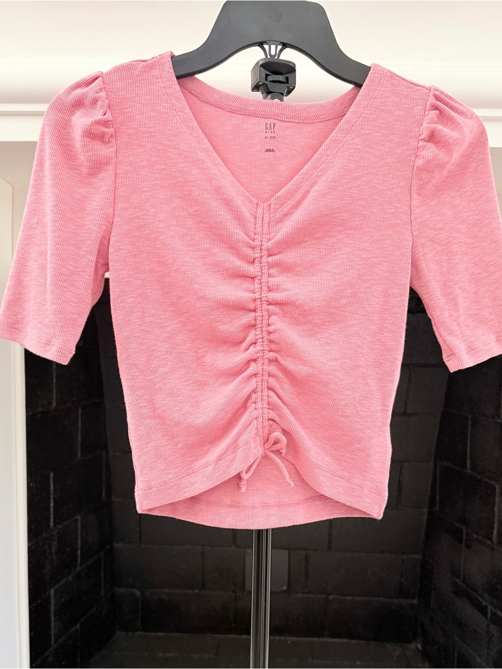 GAP Pink Ruched V-Neck Crop Top- Girls 12 (XL)